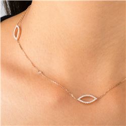 Natural 0.82 CTW Marquise Diamond Train Necklace 18KT Yellow Gold