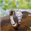 Image 3 : Natural 1.82 CTW 3-Stone Emerald Cut & Trapezoids Diamond Ring 14KT White Gold