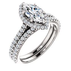 Natural 2.62 CTW Halo Marquise Cut Diamond Ring 14KT White Gold