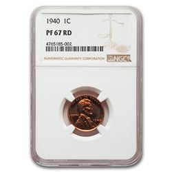 1940 Lincoln Cent PF-67 NGC (Red)