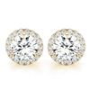 Image 1 : Natural 1.02 CTW Halo Round Brilliant Cut Diamond Stud Earrings 18KT Yellow Gold