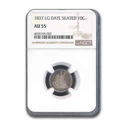1837 Liberty Seated Dime AU-55 NGC