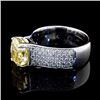 Image 3 : Natural 5.52 CTW Cushion Cut Canary Yellow Diamond Ring 18KT Two-tone