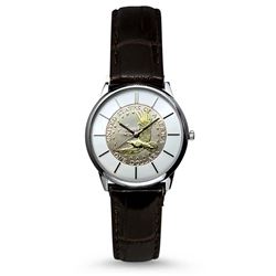 Men's Gilded Sacagawea Dollar Leather Band Watch