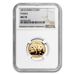 2010 China 1/4 oz Gold Panda MS-70 NGC