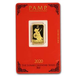 5 gram Gold Bar - PAMP Suisse Year of the Rat (In Assay)