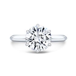 Natural 1.02 CTW Round Cut Diamond Knife Edge Solitaire Ring 14KT White Gold