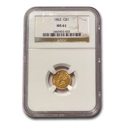 1862 $1 Indian Head Gold MS-61 NGC