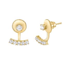 Natural 0.72 CTW Floating Jacket Diamond Earrings with Studs 18KT Yellow Gold