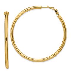 14k Yellow Gold Polished Round Hoop Earrings - 45 mm