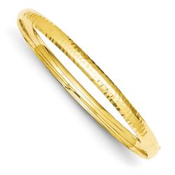 14k Gold 6 mm Fancy Hammered Hinged Bangle Bracelet