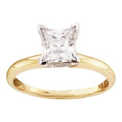14kt Yellow Gold Womens Princess Diamond Solitaire Bridal Wedding Engagement Ring 1/2 Cttw