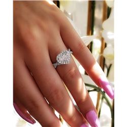 Natural 2.82 CTW Halo Heart Shape Twist Shank Diamond Engagement Ring 18KT White Gold