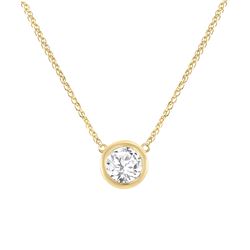 Natural 1.28 CTW Queen Bezel Diamond Pendant Necklace 18KT Yellow Gold