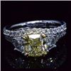 Image 3 : Natural 2.72 CTW Cushion Cut Intense Yellow Diamond Ring 14KT Two-tone