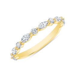Natural 0.52 CTW Marquise Cut and Round Cut Diamond Ring 18KT Yellow Gold