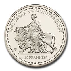 2002 Switzerland Silver 50 Francs Una & the Lion PF-68 UCAM NGC