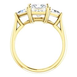 Natural 2.22 CTW Princess Cut & Trillion Cut 3-Stone Diamond Ring 18KT Yellow Gold