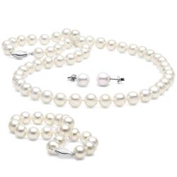White Elite Collection 3-Piece Pearl Set, 7.5-8.0mm