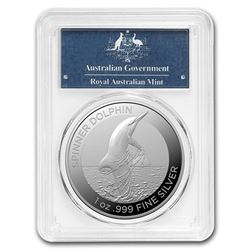 2020 AUS 1 oz Silver Spinner Dolphin MS-70 PCGS (First Strike)