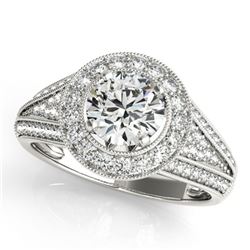 Natural 1.45 ctw Diamond Halo Ring 14k White Gold
