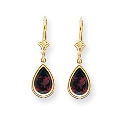 14k 10x7 mm Pear Garnet Leverback Earrings