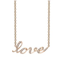 Natural 0.32 CTW LOVE Diamond Necklace 18KT Rose Gold