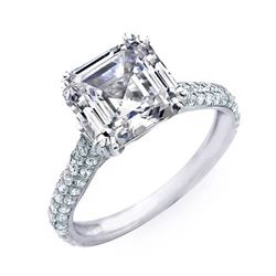 Natural 2.03 CTW Asscher Cut Diamond Ring 14KT White Gold