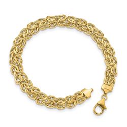 14k Yellow Gold Polished Fancy Byzantine Link Bracelet - 8 in.
