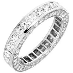 Natural 2.52 CTW Princess Cut Diamond Eternity Ring 14KT White Gold