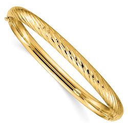 14k Yellow Gold 4/16 Textured Bangle - 7.5 in.