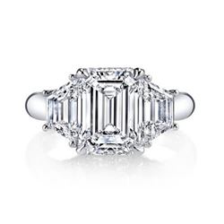 Natural 2.02 CTW Emerald Cut & Trapezoid 3-Stone Diamond Ring 18KT White Gold