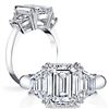 Image 3 : Natural 2.02 CTW Emerald Cut & Trapezoid 3-Stone Diamond Ring 18KT White Gold