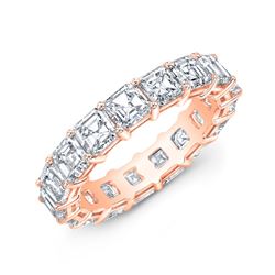 Natural 3.02 CTW Asscher Cut Diamond Eternity Ring 14KT Rose Gold
