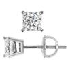 Image 3 : Natural 3.02 CTW Princess Cut Diamond Stud Earrings 18KT White Gold
