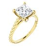 Image 3 : Natural 1.12 CTW Princess cut Rope Design Diamond Engagement Set 18KT Yellow Gold