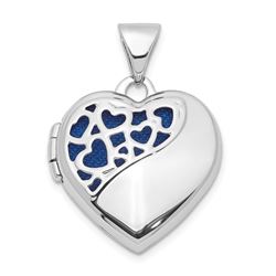 14k White Gold Hearts Cut Out Heart Locket Pendant - 21 mm