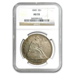 1840 Liberty Seated Dollar AU-55 NGC