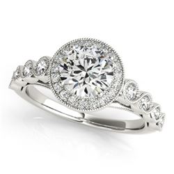 Natural 1.5 ctw Diamond Solitaire Halo Ring 14k White Gold