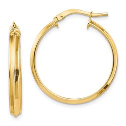 14k Polished Large 3 mm Hoop Earrings - 36 mm