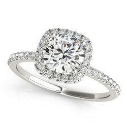 Natural 1.5 ctw Diamond Solitaire Halo Ring 14k White Gold