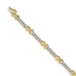 14k Yellow Gold Two-tone Diamond Bracelet - 7 in.