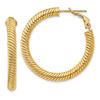 Image 1 : 14k Yellow Gold Twisted Round Omega Back Hoop Earrings - 25 mm