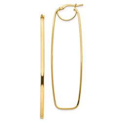 14k Yellow Gold Polished Rectangle Hoop Earrings - 4 mm