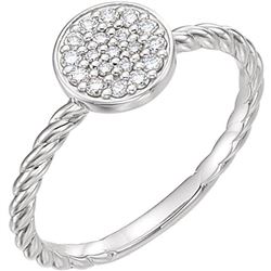 Natural 0.19 CTW Diamond Cluster Rope Promise Ring 18KT White Gold