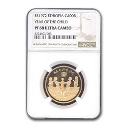 1972 Ethiopia Gold 400 Birr Year of the Child PF-68 NGC