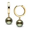 Image 1 : Black Tahitian Pearl High-Polish Huggie Hoop Earrings
