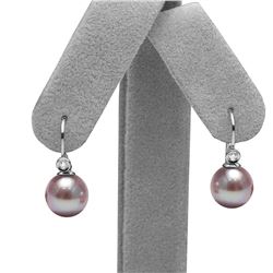 Elite Collection Lavender Freshwater Pearl Diamond Shepherd Dangle Earrings