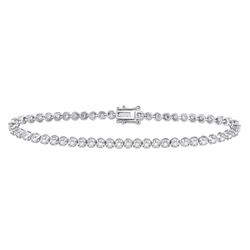 14kt White Gold Womens Round Diamond Timeless Tennis Bracelet 1 Cttw