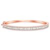 Image 1 : Natural 2.12 CTW Baguette & Round Diamond Bangle 18KT Rose Gold